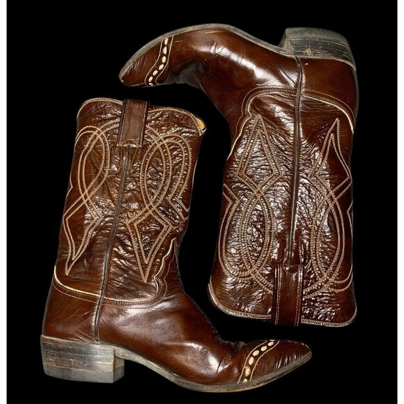 Vintage Justin Boots L4041 Brown Leather  Western Cowboy Boots Women’s Size 5.5 - Picture 1 of 10